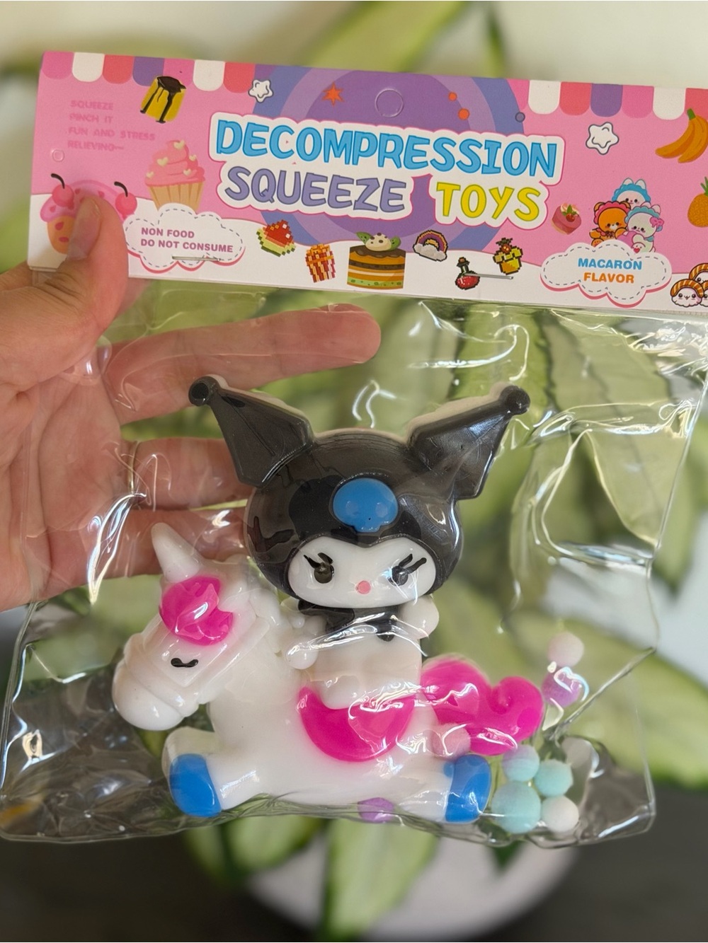 Decompression Squeeze Toy - Pink & White Unicorn with Black Character